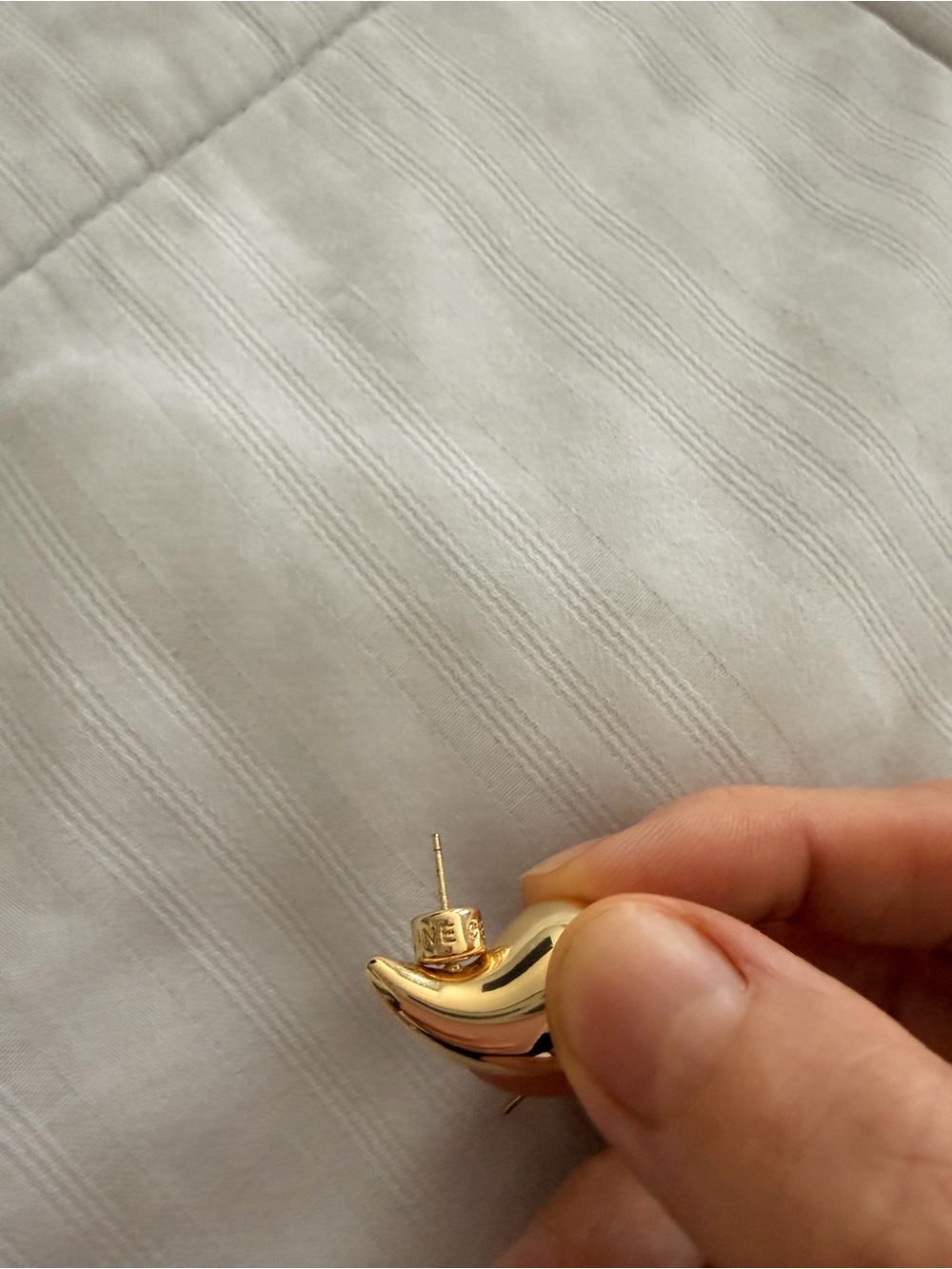 Gold Teardrop Dome Stud Earrings - Women Jewelry - Picture 2 of 5